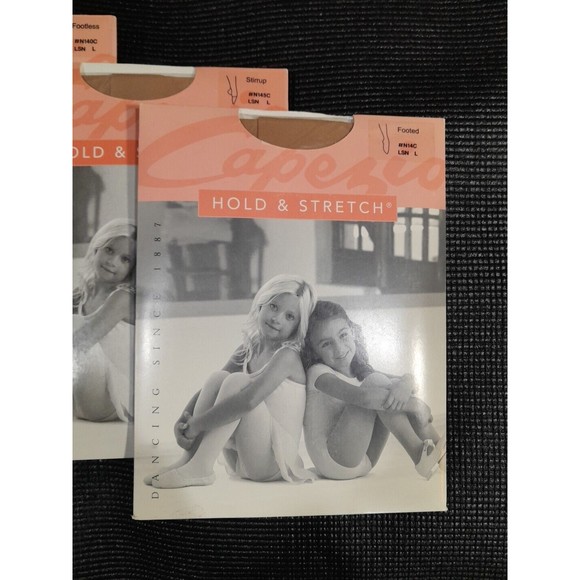 Capezio Girls Ballet Dance Tights Variety, Nude Sz L, Lot Of 3 - Picture 2 of 9